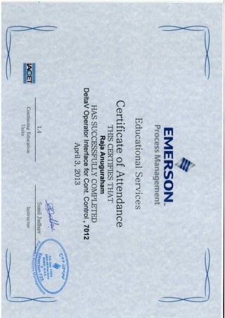 Emerson Simulator Trg Certificate