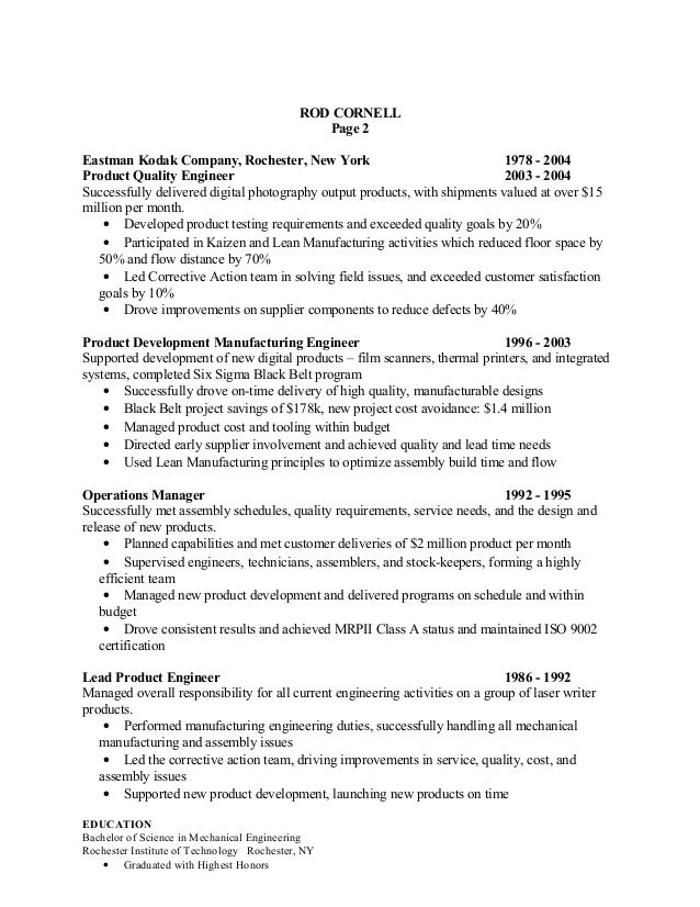 Cornell Resume Template - Rod Cornell Resumea2 2 638 