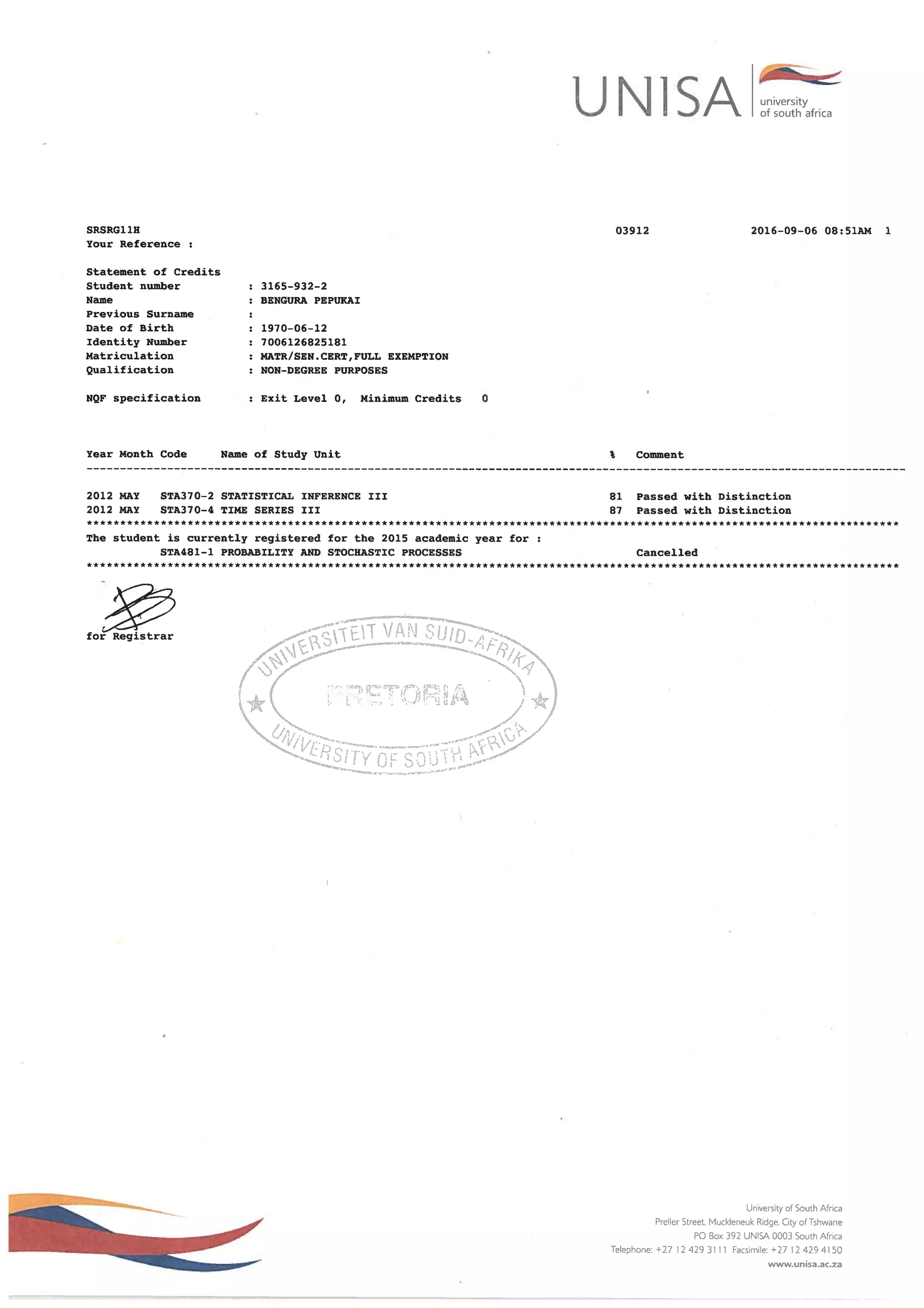 UNISA QUALIFICATIONS TRANSCRIPTS PDF