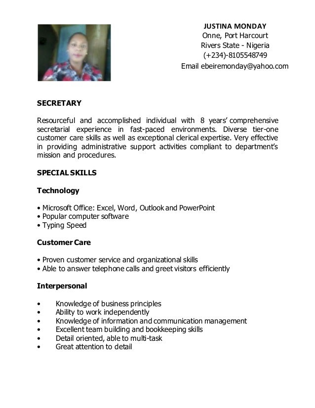 Secretarial resume