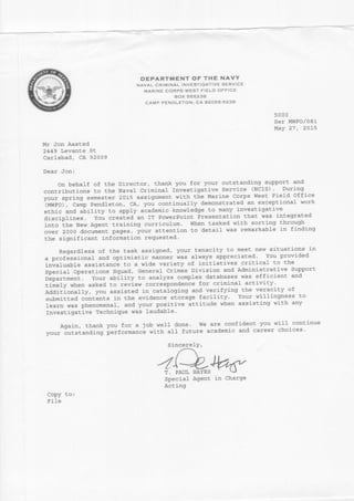 NCIS Letter of Recognition 