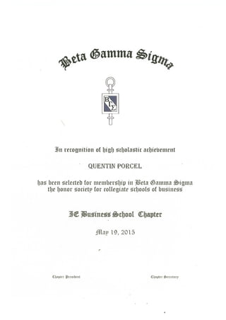 Beta Gamma Sigma Diploma