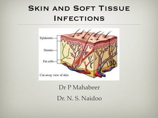Skin and Soft Tissue
Infections
Dr P Mahabeer
Dr. N. S. Naidoo
 