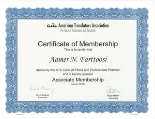 ATA Certificate of Membership | PDF