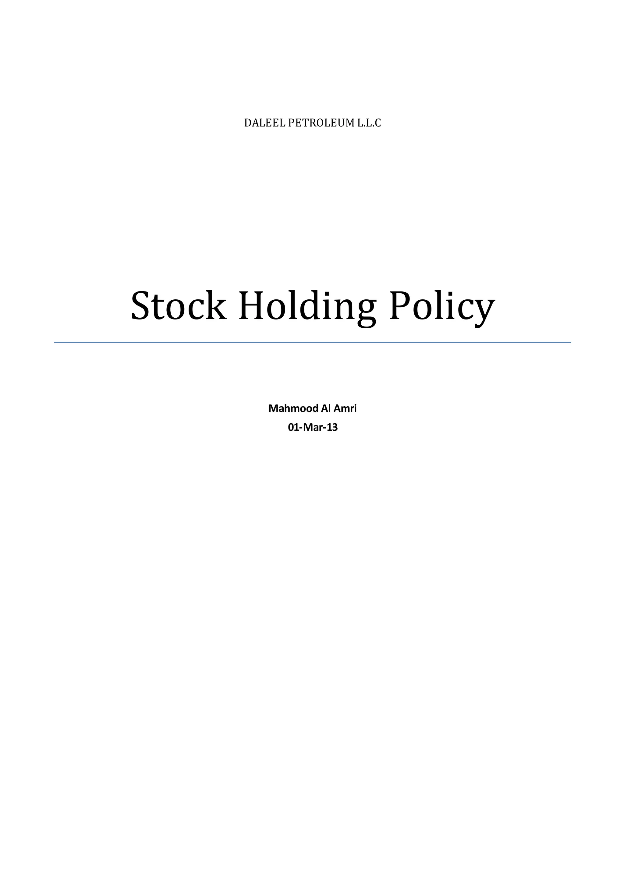 Stock holding policy PDF