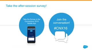 Take the after-session survey!
Take the Survey in the
Connections 2016
Mobile App
Join the
conversation!
#CNX16
 