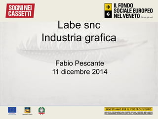 Labe snc
Industria grafica
Fabio Pescante
11 dicembre 2014
 