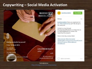 Copywriting – Social Media Activation
Selengkapnya:
https://instagram.com/karolinacreative/
 