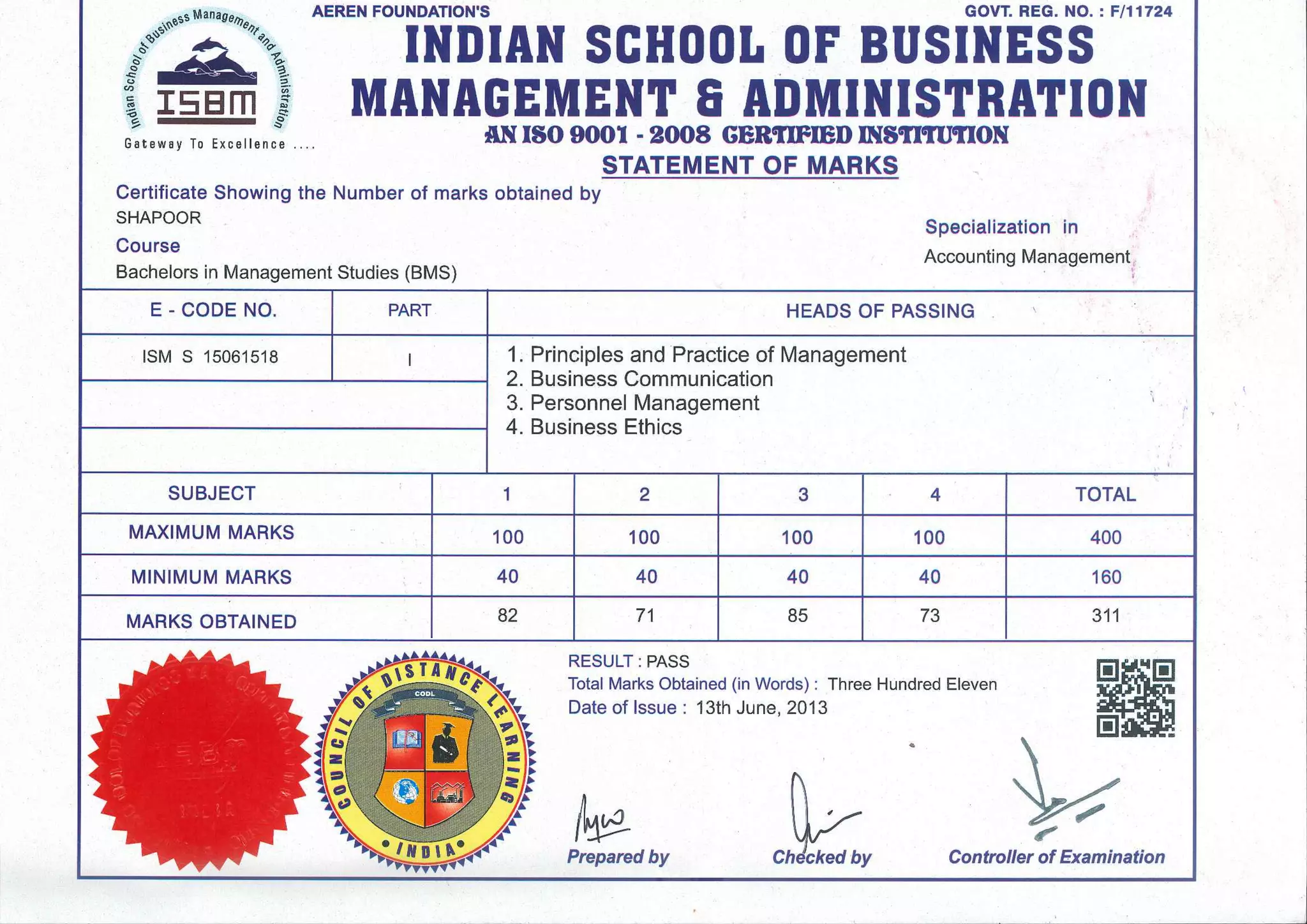My Certificate and Mark Sheet | PDF
