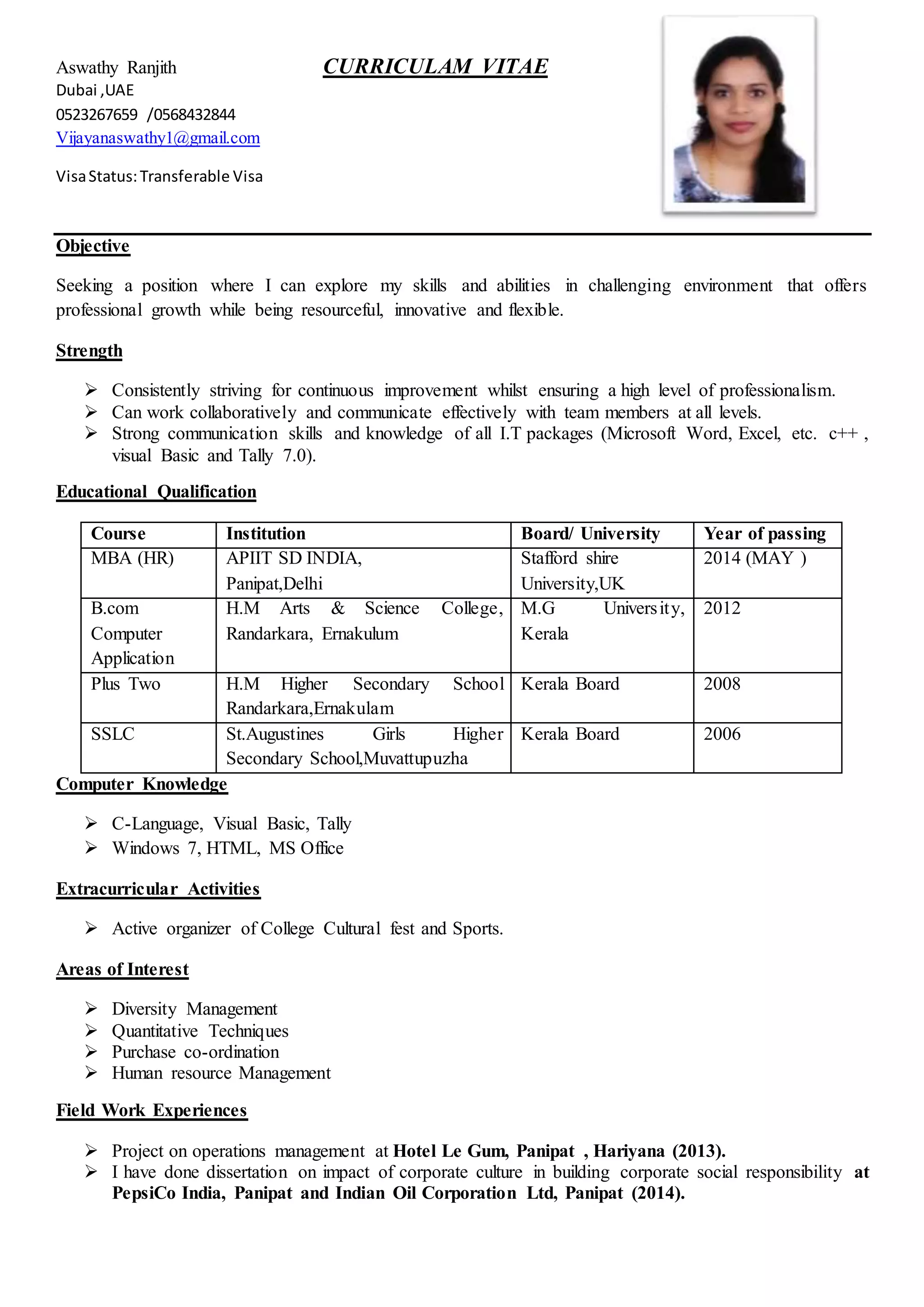 Aswathy resume11112 - Copy | DOCX