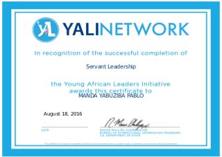 Servant Leadership
MANDA YABUZIBA PABLO
August 18, 2016
 