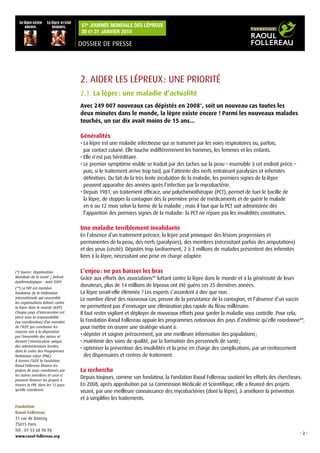 RF 57f - Fondation Raoul Follereau - 57e Journée Mondiale des lépreux - 30 et 31 janvier 2010 - Dossier de Presse Slide 6