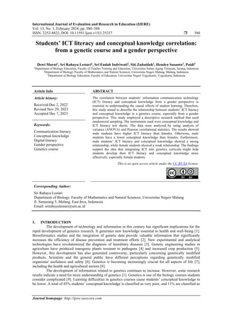 Students’ ICT literacy and conceptual knowledge correlation: from a ...