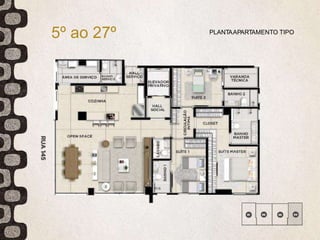 PAVIMENTO
FINAL 4 • 150,95M²
5º ao 27º PLANTAAPARTAMENTO TIPO
 