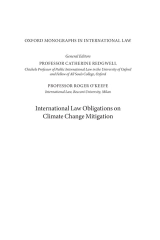 International Law Obligations on Climate Change Mitigation Benoit Mayer ...