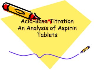 Acid-Base Titration
An Analysis of Aspirin
Tablets
 