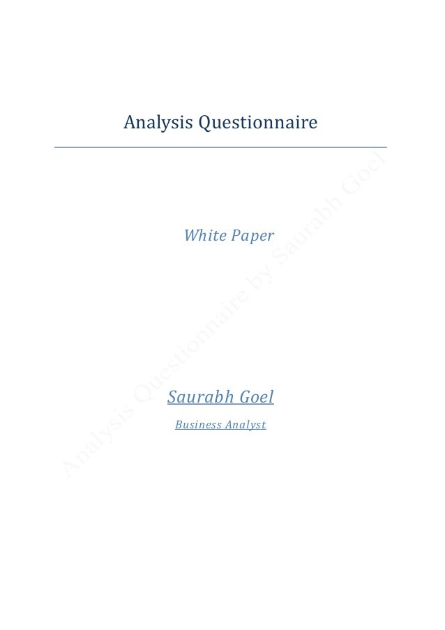 analysis questionnaire white paper