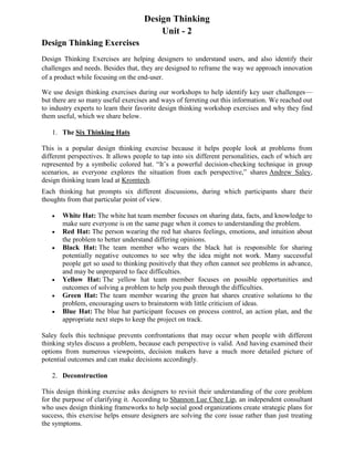 design thina and innovation unit 2 empathy creation | PDF