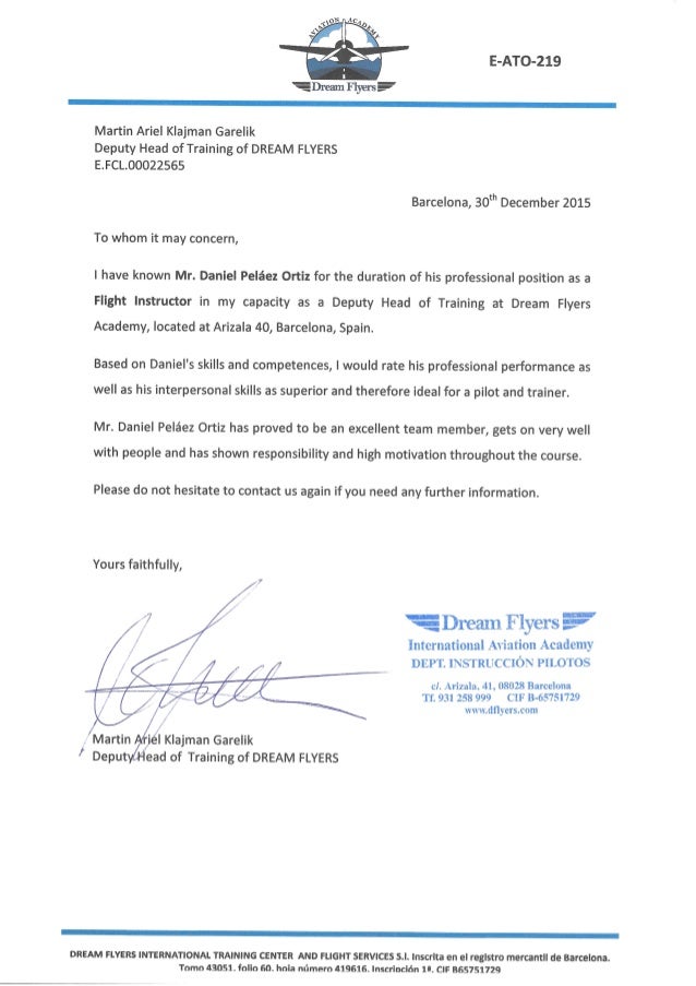 recommendation letter dream flyers 2015 en letter of recommendation for trainer