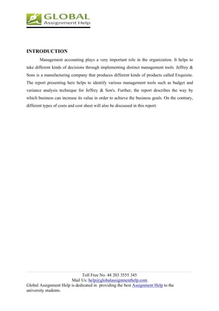 Management Accounting Assignment Sample - Global Assignment Help | PDF