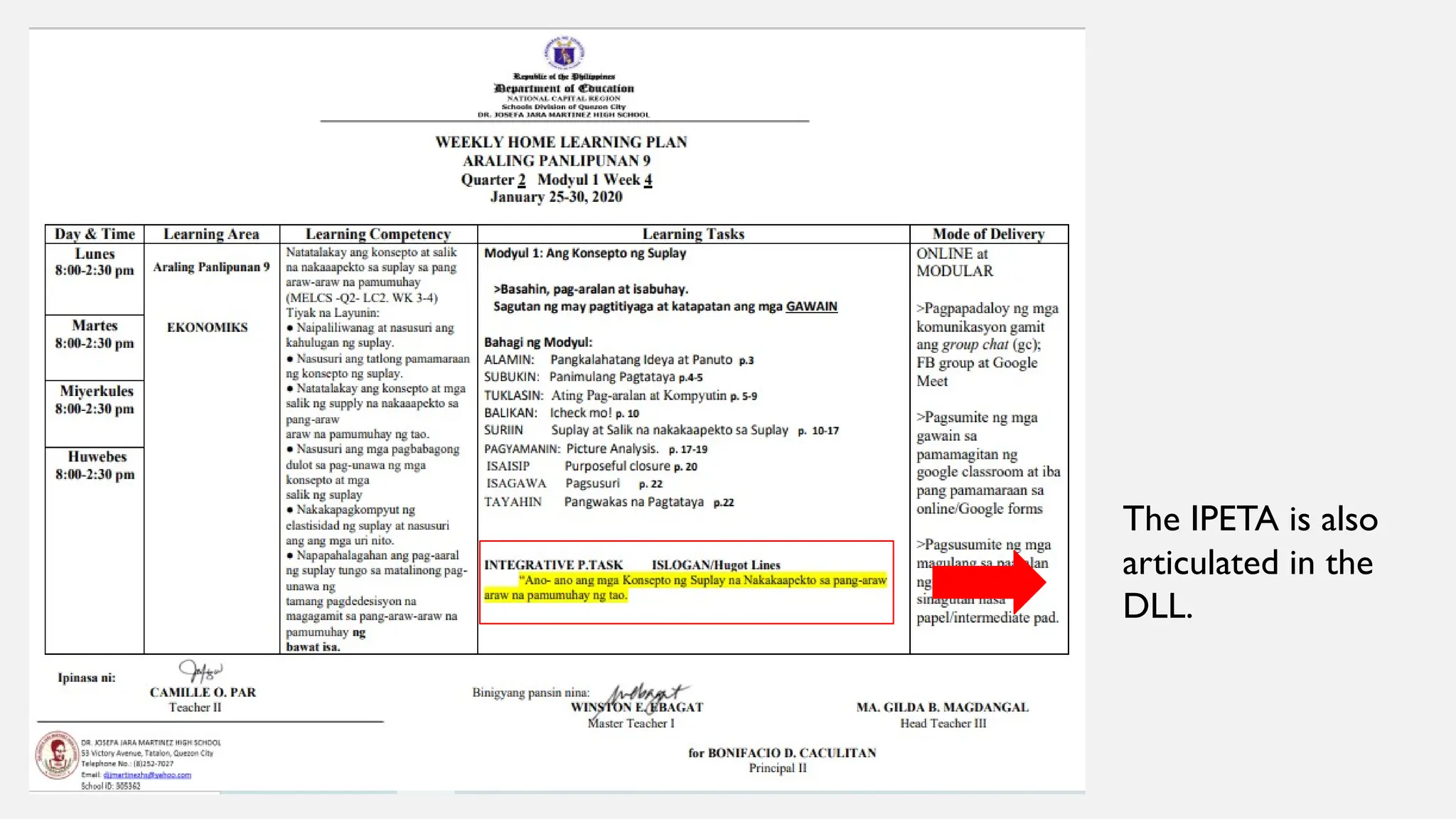 The IPETA is also
articulated in the
DLL.
 