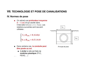 VII. TECHNOLOGIE ET POSE DE CANALISATIONS
IV. Normes de pose
 