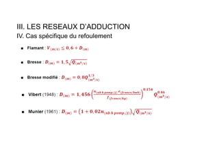 III. LES RESEAUX D’ADDUCTION
IV. Cas spécifique du refoulement
 