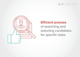 Efficient process
of searching and
selecting candidates
for specific tasks
 