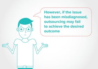 However, if the issue
has been misdiagnosed,
outsourcing may fail
to achieve the desired
outcome
 