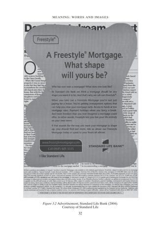 32
MEANING: WORDS AND IMAGES
Figure 3.2 Advertisement, Standard Life Bank (2004).
Courtesy of Standard Life
 