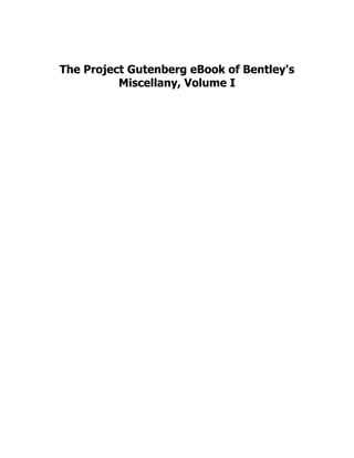 The Project Gutenberg eBook of Bentley's
Miscellany, Volume I
 