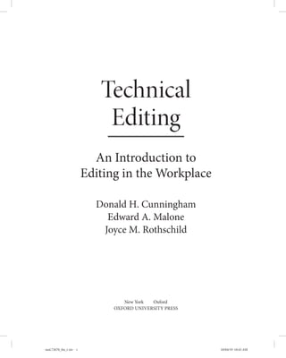 Technical Editing An Introduction To Editing In The Workplace Donald H ...