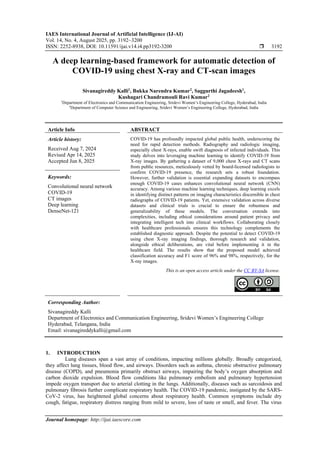 A deep learning-based framework for automatic detection of COVID-19 ...