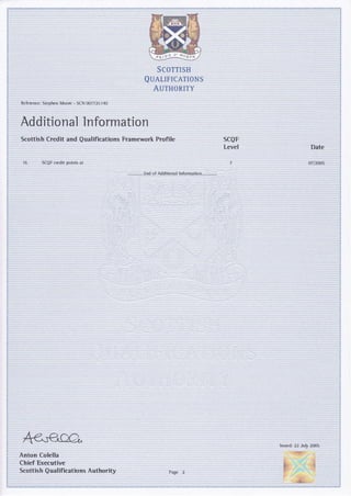 HNC Achievement Certificate page 2