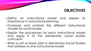 Effective Instructional Models for Elementary Social Studies Teaching | PDF