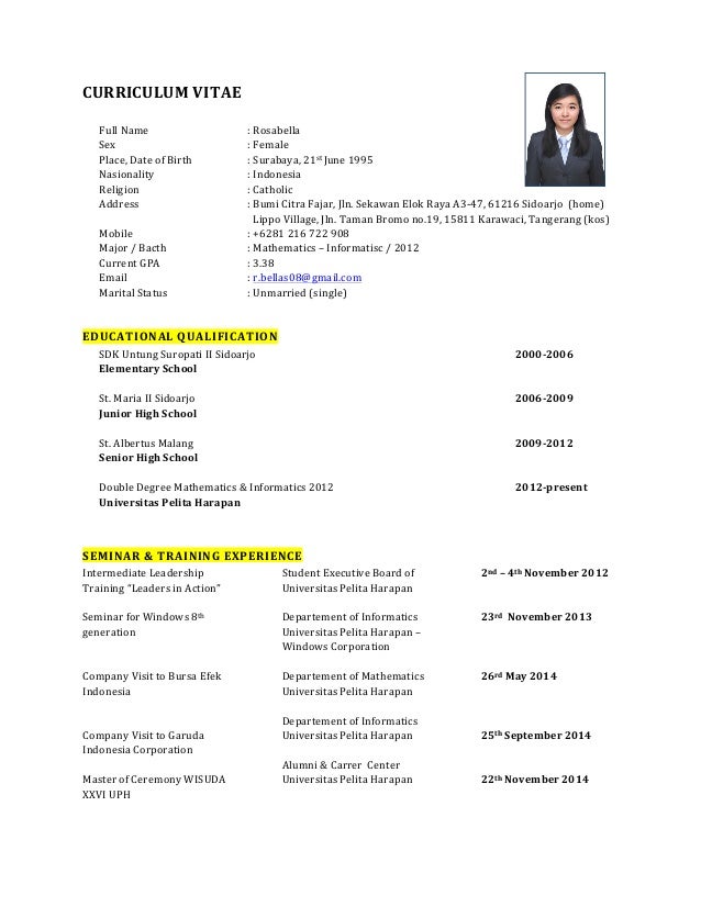 Curriculum vitae update picture