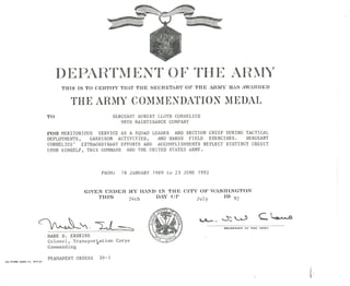 THE ARMY COMMENDATION MEDAL FT RICH ALASKA