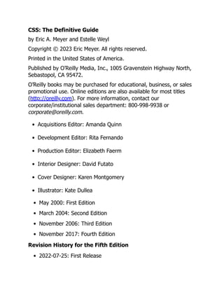 CSS: The Definitive Guide, 5th Edition (Early Release) Eric Meyer | PDF