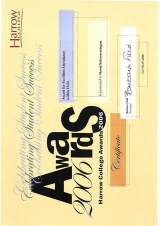 Manoj Certificates & Diplômes