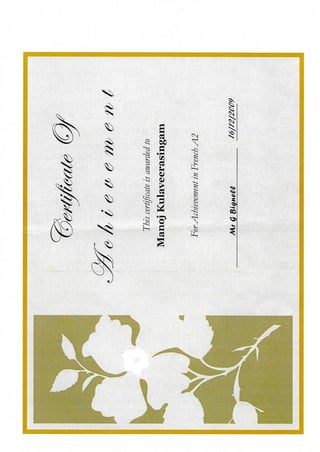 Manoj Certificates & Diplômes