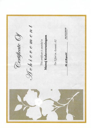 Manoj Certificates & Diplômes