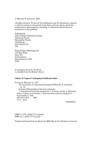 The economics of international integration Miroslav N. Jovanovic | PDF