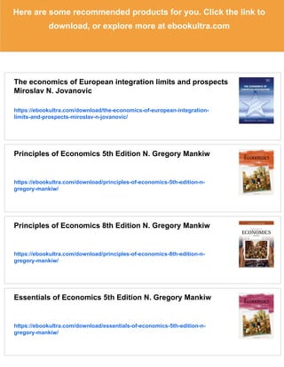 The economics of international integration Miroslav N. Jovanovic | PDF
