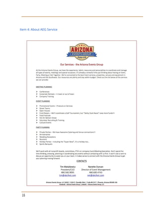 Item 4: About AEG Service
16
 