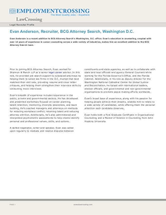 Evan Anderson, Recruiter, BCG Attorney Search, Washington D.C.