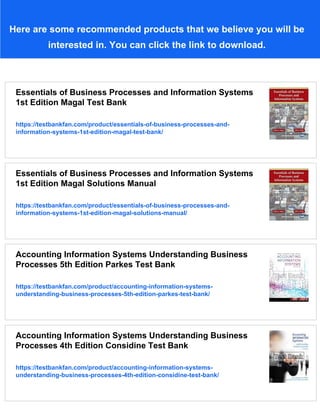 Integrated Business Processes with ERP Systems 1st Edition Magal Test ...