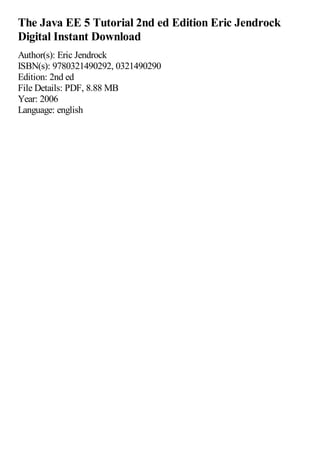The Java EE 5 Tutorial 2nd ed Edition Eric Jendrock | PDF