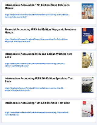 Intermediate Accounting IFRS 3rd Edition Kieso Solutions Manual | PDF