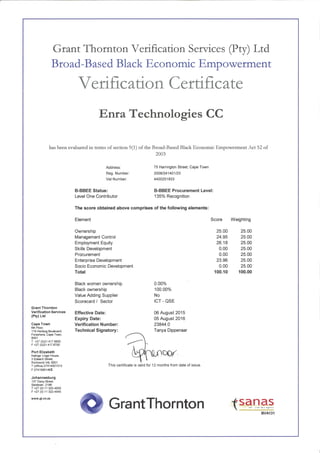 BEE Certificate_Enra Technologies CC.PDF