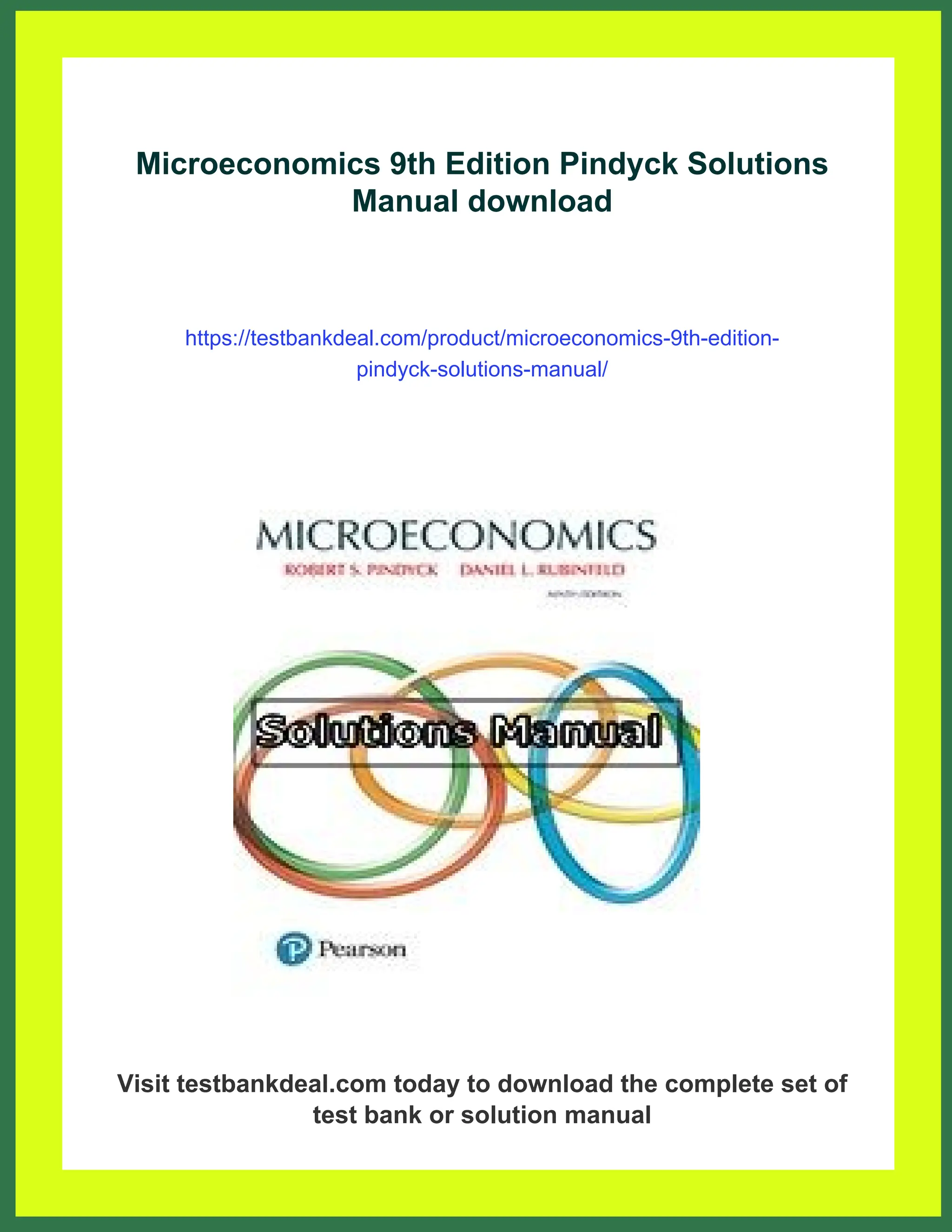 Microeconomics 9th Edition Pindyck Solutions Manual | PDF